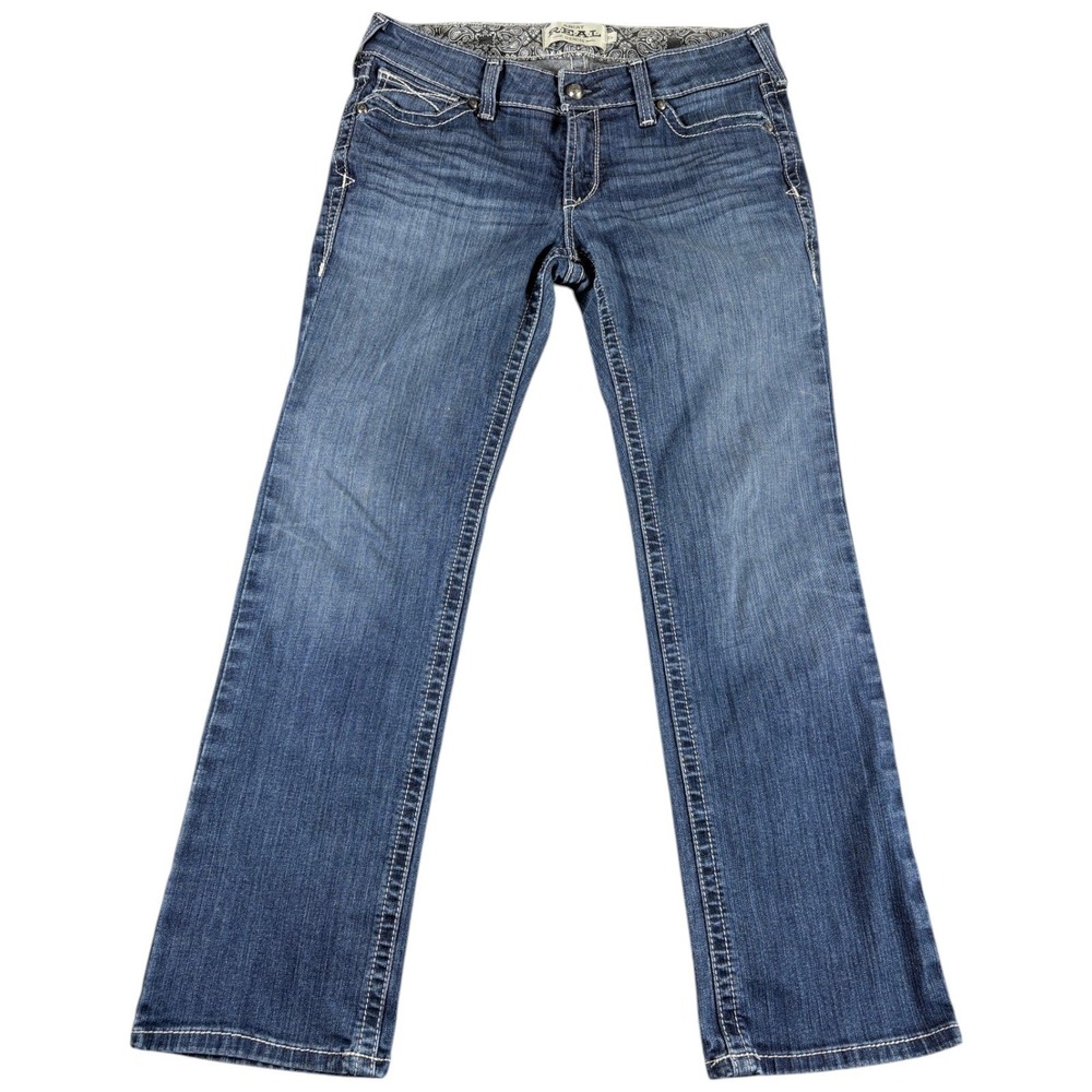Ariat REAL Denim Bootcut Jeans Women 31S Blue Medium Wash Western Faded Mid Rise